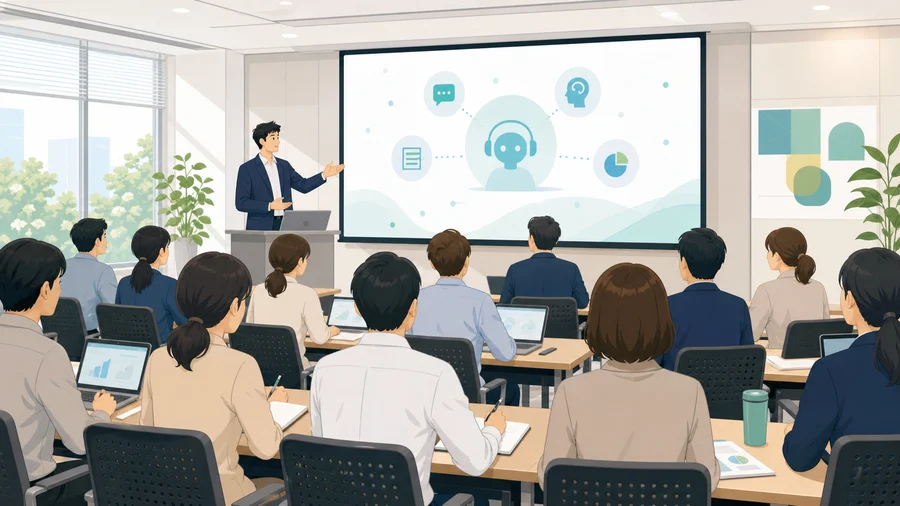 職員向けAIセミナーを実施しているイメージ