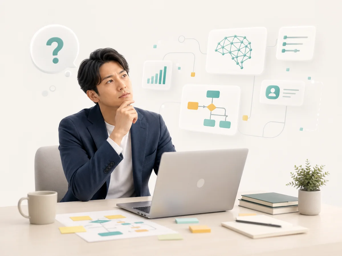AI研修後の進め方に悩む担当者のイメージ