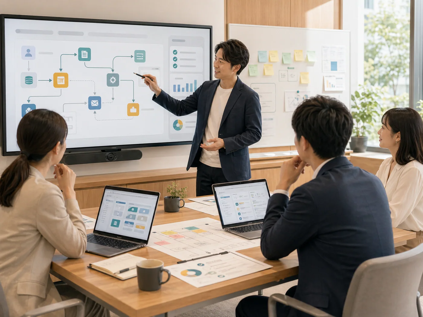 Claude Code研修後に業務フローを整理するコンサルティングのイメージ