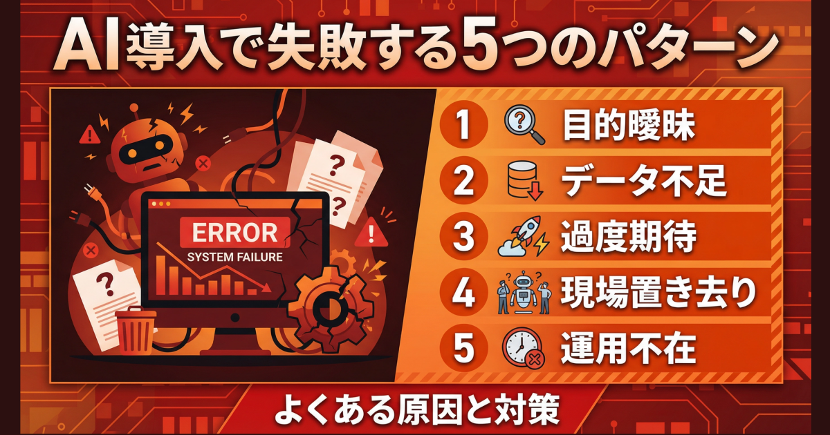 AI導入で失敗する5つのパターン｜よくある原因と対策